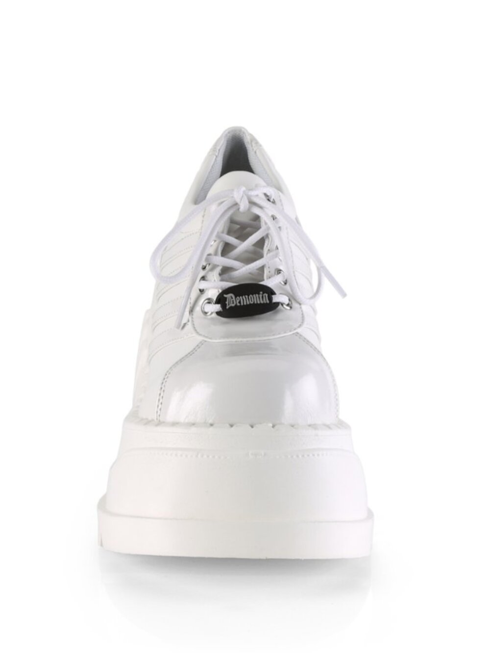 Wht Pat-Vegan Leather Wedge Platform Lace-Up Front Oxford Shoes - Picture 4 of 4